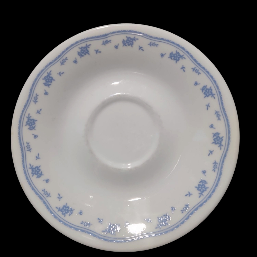 Elegant White and Blue Saucer